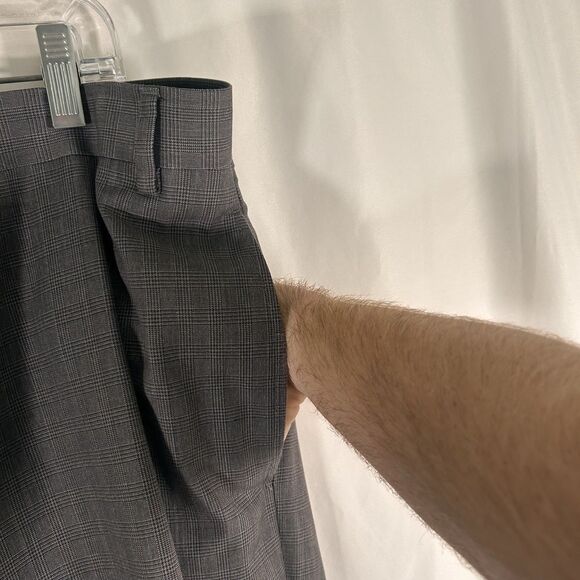 Ralph Lauren Dress Pants Men's 40x32 Grey Plaid Flat Front Pockets Polyester - Picture 5 of 8